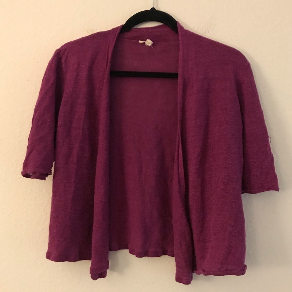 Eileen Fisher 100% Linen Pink Short Sleeve Sweater Size Small